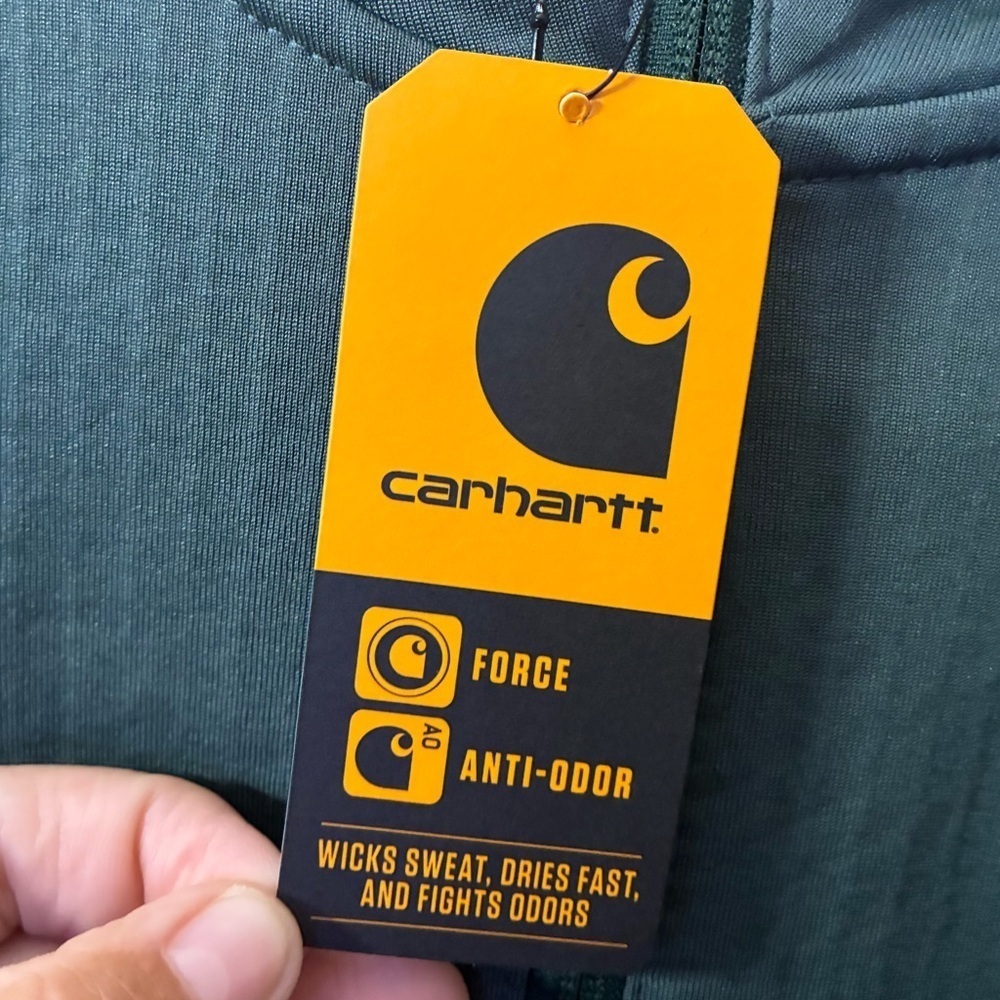 🆕Carhartt Women's Forest Green Force Relax Fit Half Zip Hooded T-Shirt S🆕 - Picture 14 of 15